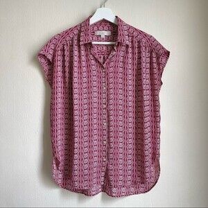 Loft Red Blouse White Pattern - S